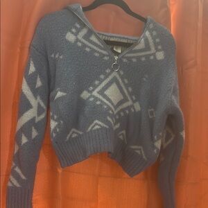 Cozy Blue Patterned Sweater